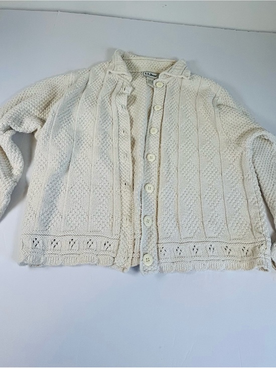 L.L. Bean Sweaters - L.L. Bean Cream Chunky Knit Button-Front Cardigan